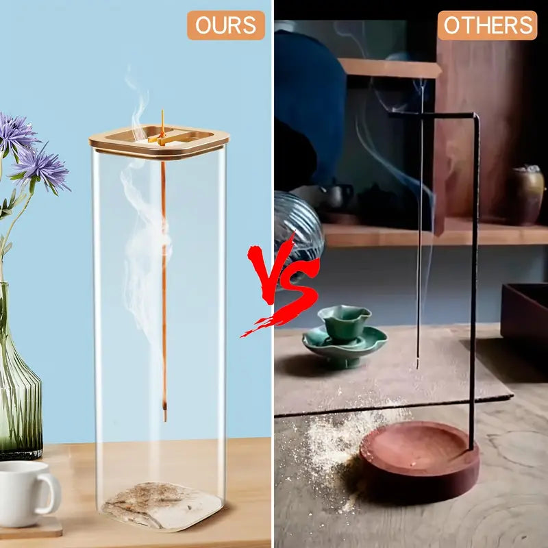 Glass Incense Holder with Metal Base