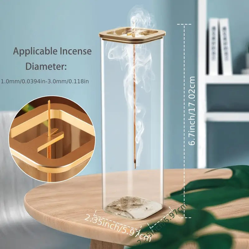 Glass Incense Holder with Metal Base